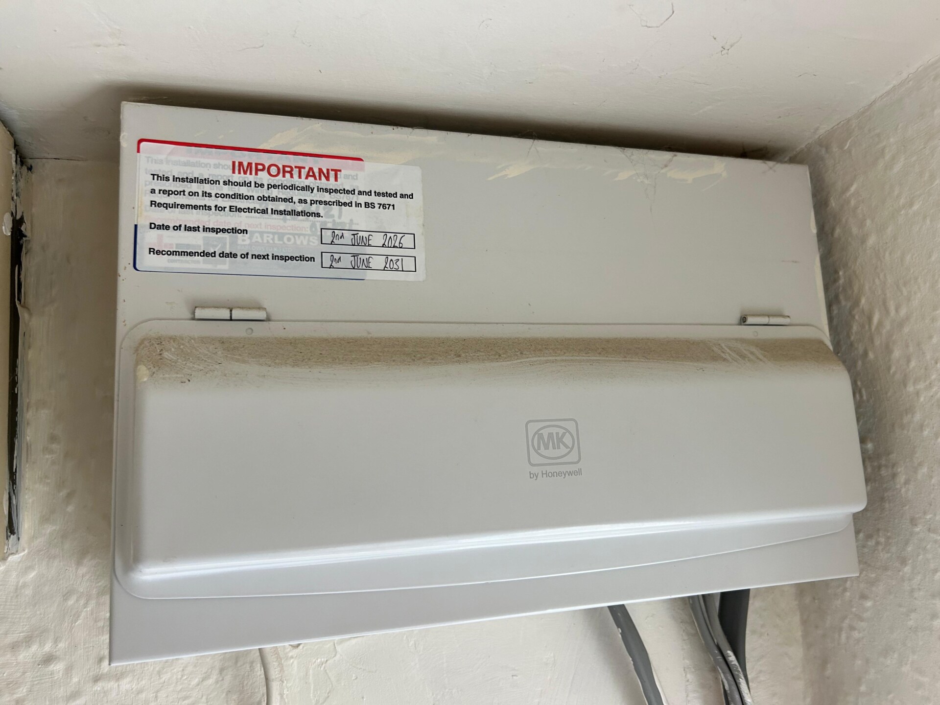 An EICR on a rented property in Exeter. Satisfactory 6
